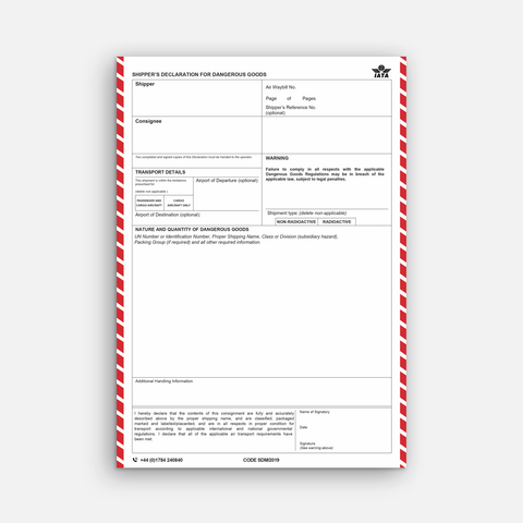 Air IATA DGN 1-Part (without columns) Pack of 100 (Code SDM)