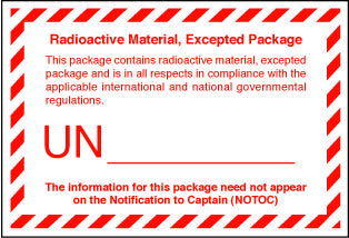 Package Label 110mm x 75mm  Radioactive Material, Excepted Package Rolls of 250 (Code VREX)